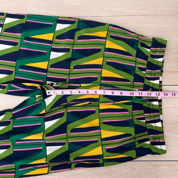 Zara Geometric Green Yellow Pink Print Palazzo Pants w/ Pockets M 60's Aesthetic - Picture 4 of 15